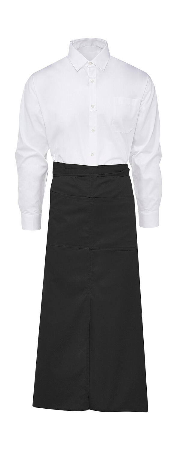 BERLIN – Lange Bistroschürze mit Schlitz und Tasche - 101 - Schwarz