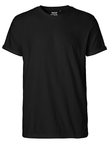 Herren-T-Shirt mit hochkrempelbaren Ärmeln - 03 - Schwarz