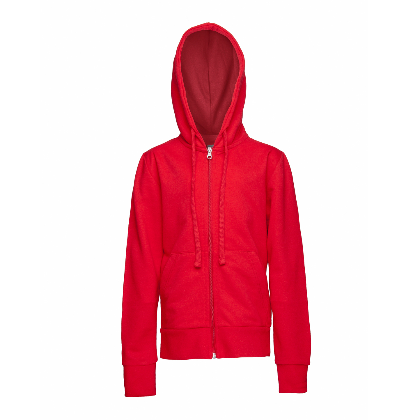 Kinder-Sweatshirt mit Reißverschluss, 70 % Baumwolle, 30 % Polyester, 280 g/m², Schwarz, Größe XXS - 28 - Sportrot