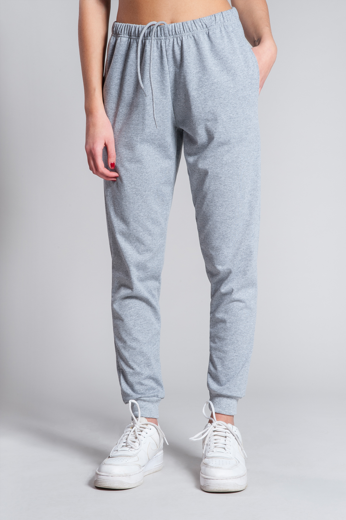Timmy Urban Fit Hose aus 100 % Baumwolle (170 g/m²). Grau meliert, hell, Größe XS.