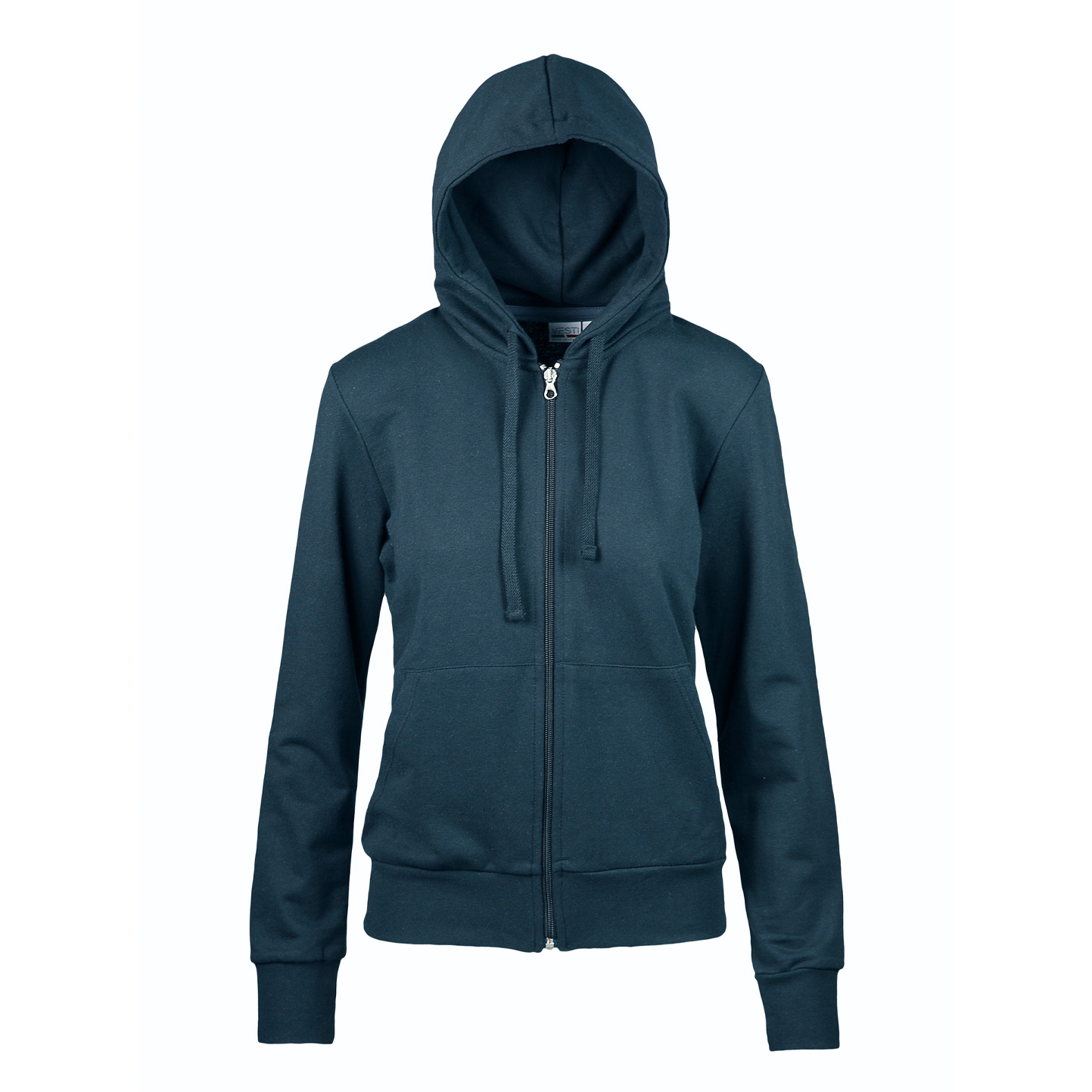 Damen-Frottee-Kapuzenpullover mit Reißverschluss, 70 % Baumwolle, 30 % Polyester, 240 g, Schwarz, Größe S - 18 - Blau