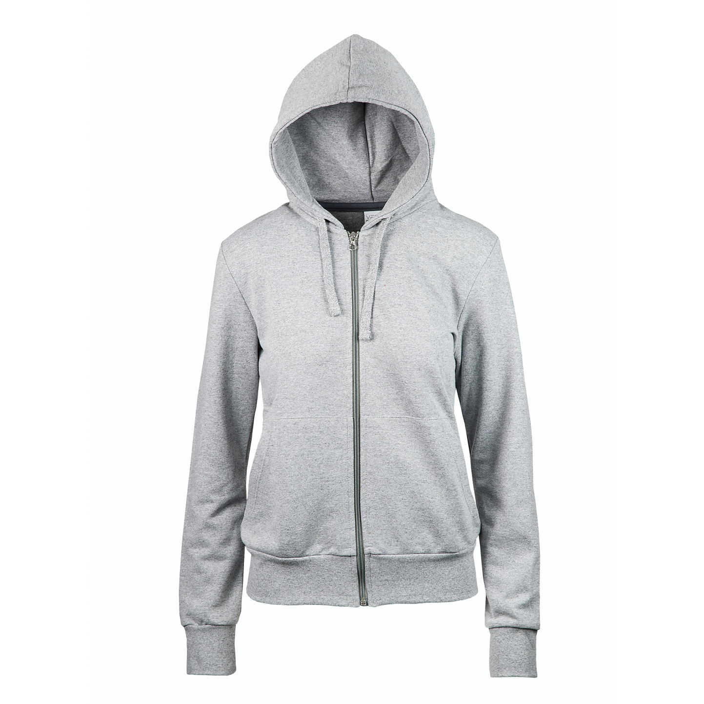 Damen-Frottee-Kapuzenpullover mit Reißverschluss, 70 % Baumwolle, 30 % Polyester, 240 g, Schwarz, Größe S - 75 - Asche