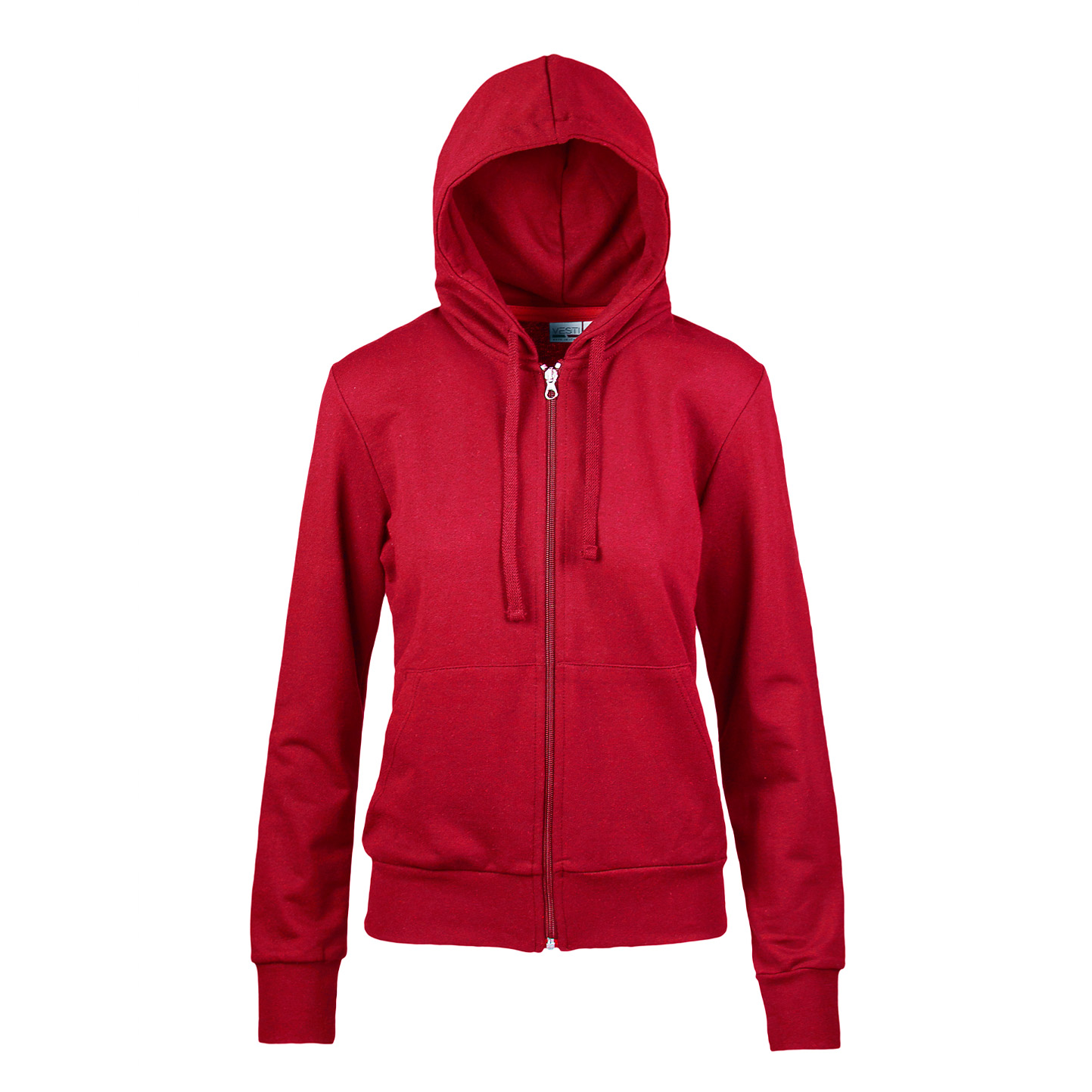 Damen-Frottee-Kapuzenpullover mit Reißverschluss, 70 % Baumwolle, 30 % Polyester, 240 g, Schwarz, Größe S - 28 - Sportrot