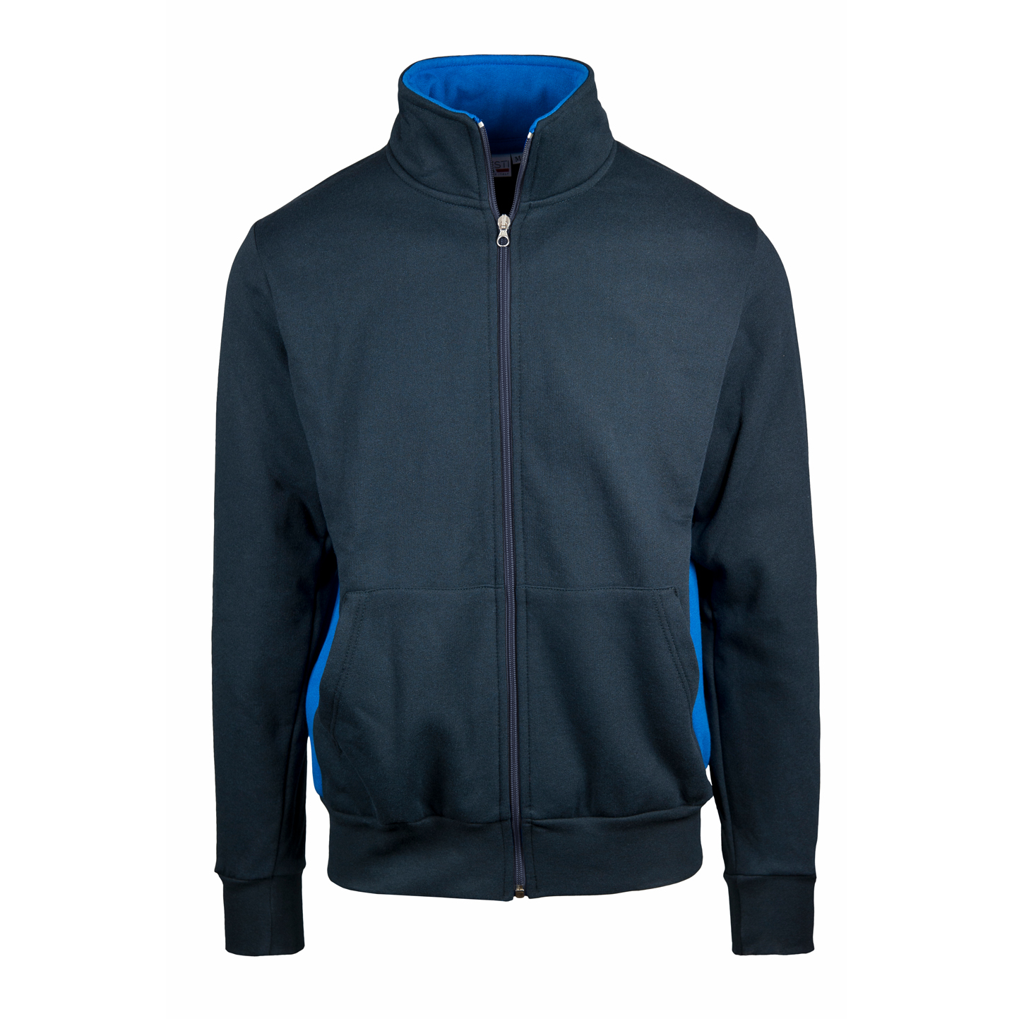 Sweatshirtjacke mit langem Reißverschluss, Kontrastfarben, 70 % Baumwolle, 30 % Polyester, 280 g/m², Blau/Royal, Sport, Größe S - 1827 - Blau/Royal Sport S OUT7
