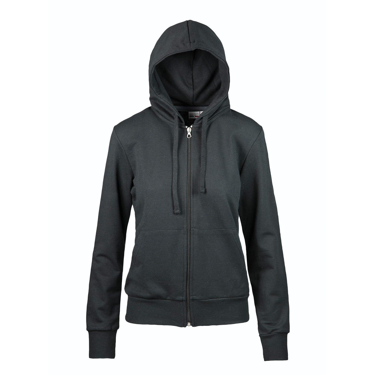 Damen-Kapuzenpullover mit Reißverschluss, 70 % Baumwolle, 30 % Polyester, 280 g/m², Schwarz, Größe S - 12 - Schwarz