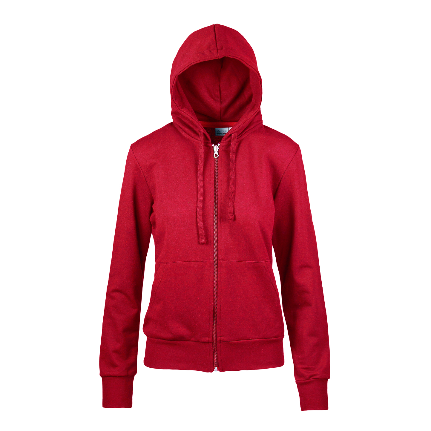 Damen-Kapuzenpullover mit Reißverschluss, 70 % Baumwolle, 30 % Polyester, 280 g/m², Schwarz, Größe S - 28 - Sportrot