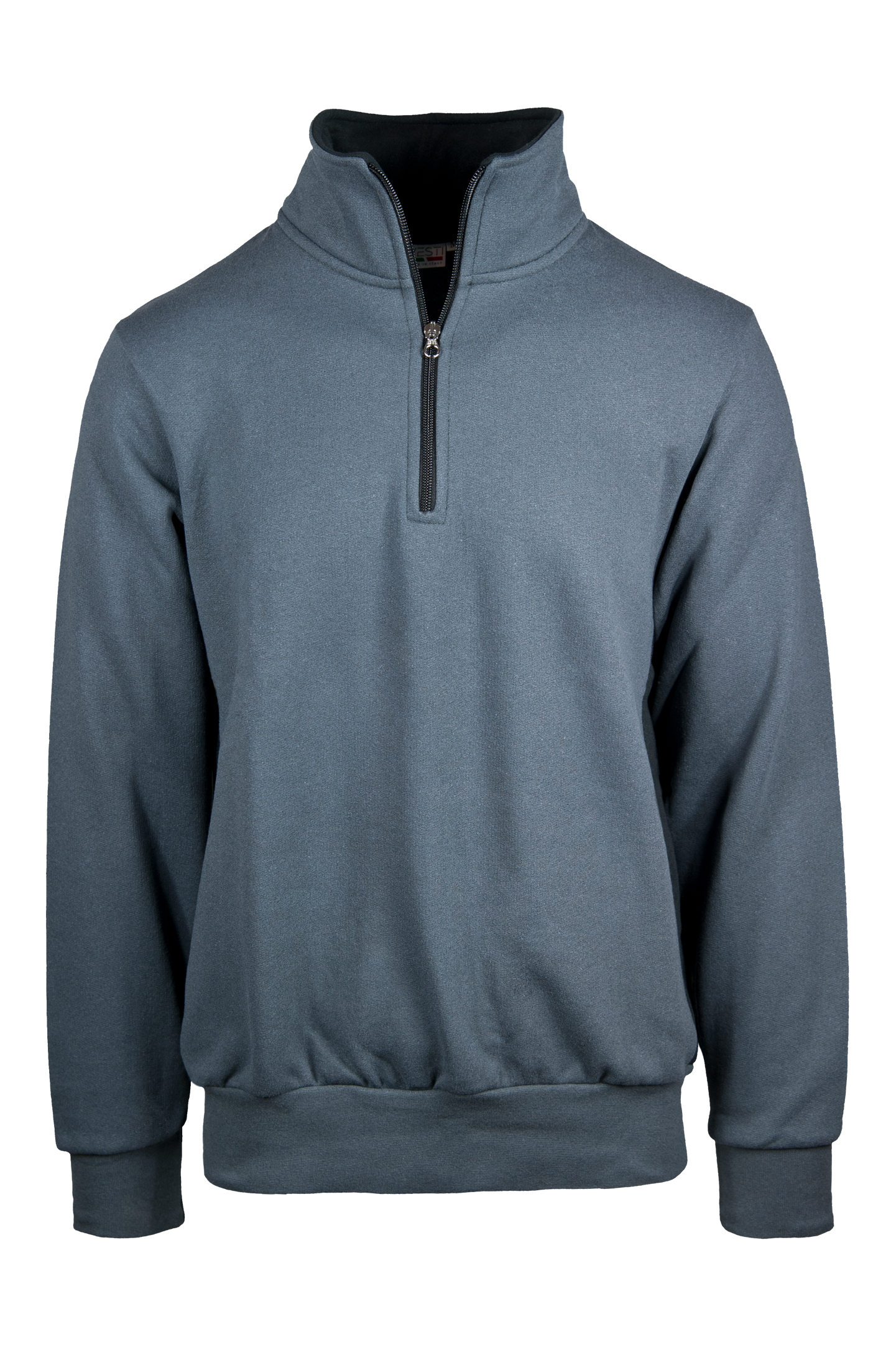 Sweatshirt mit kontrastfarbenem Reißverschluss am Kragen, 70 % Baumwolle, 30 % Polyester, 280 g/m², Blau/Königsblau, Sportgröße S - 2212 - Blei/Schwarz S OUT7
