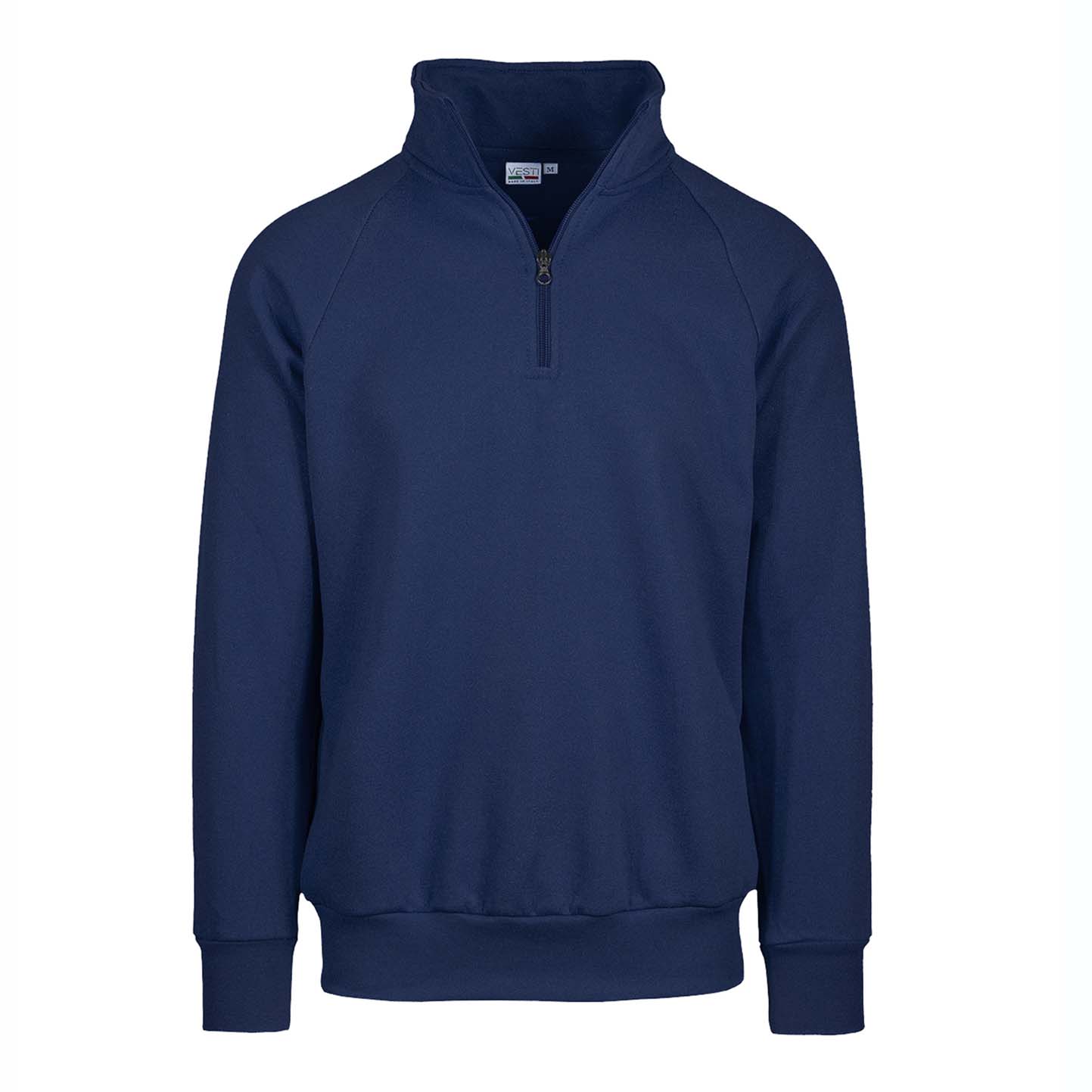 Damen-Sweatshirt mit Reißverschluss am Kragen, 70 % Baumwolle, 30 % Polyester, 280 g/m², Schwarz, Größe S - 18 - Blau