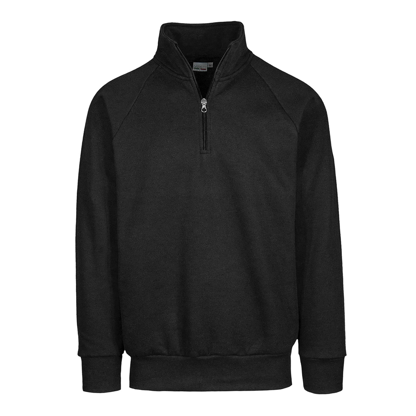 ECO Sweatshirt mit Reißverschluss am Hals, 50 % Baumwolle/50 % Polyester, 280 g/m², Schwarz, Größe XS - 12E - Black ECO