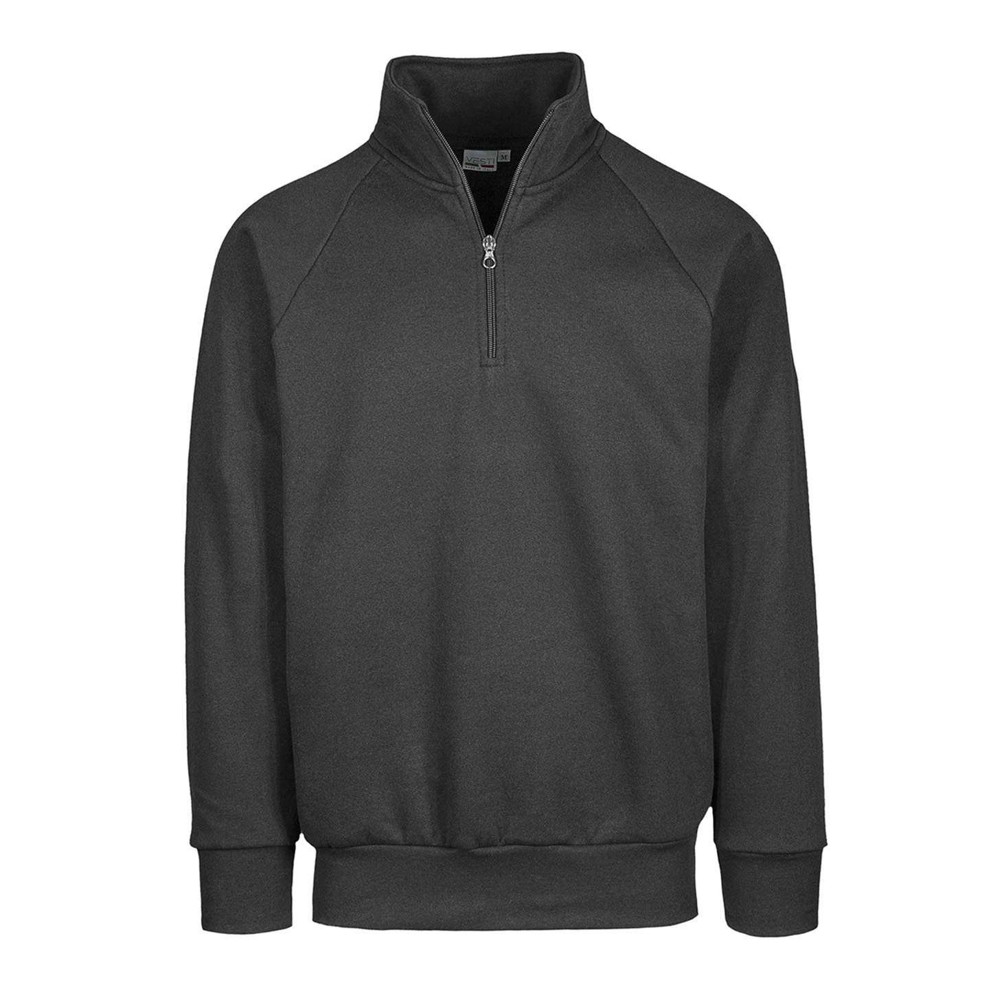 ECO Sweatshirt mit Reißverschluss am Hals, 50 % Baumwolle/50 % Polyester, 280 g/m², Schwarz, Größe XS - 22E - ECO Lead