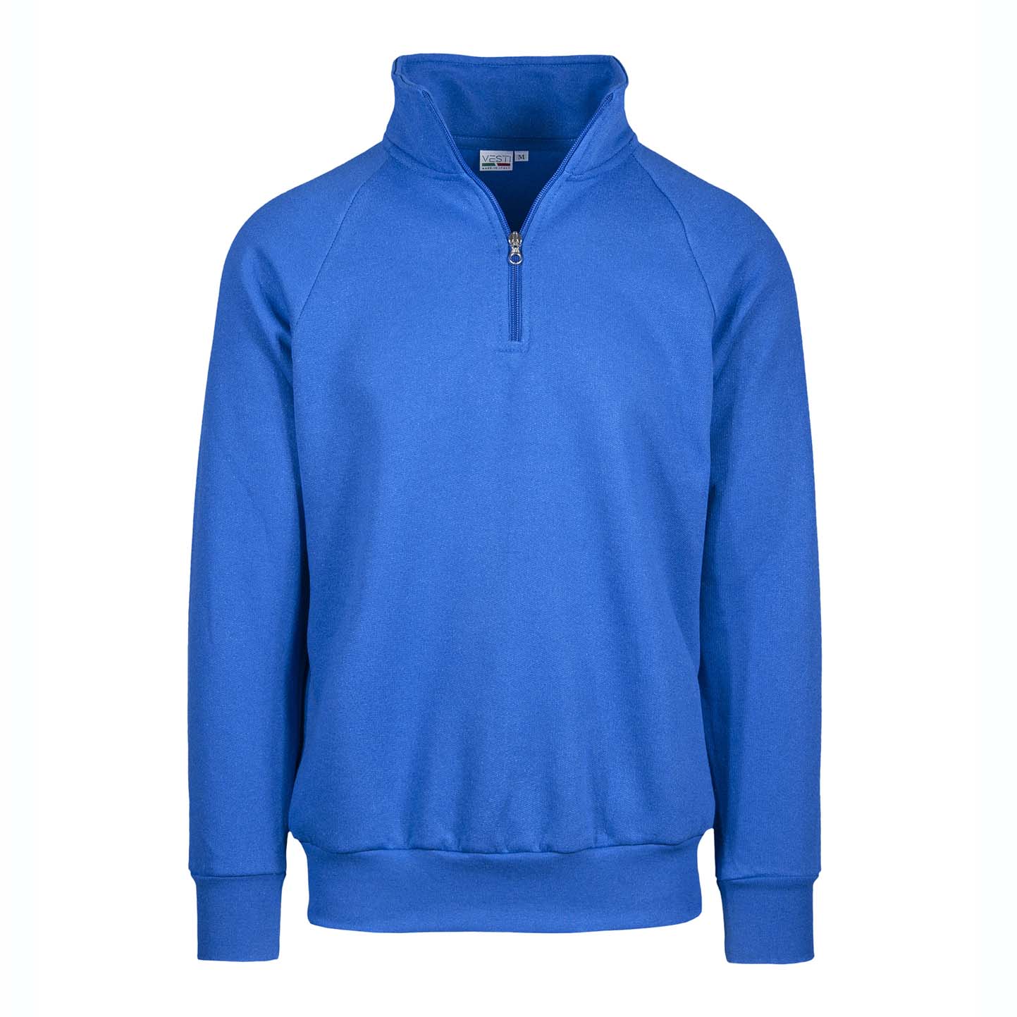 Terry-Sweatshirt mit Reißverschluss am Kragen, 70 % Baumwolle, 30 % Polyester, 240 g/m², Schwarz, Größe XS - 27 - Royal Sport