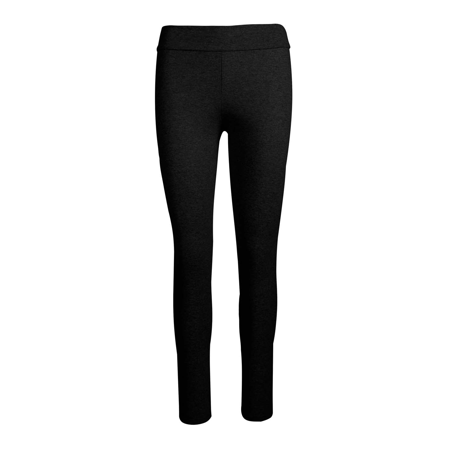 Neue Damenleggings, 90 % Baumwolle, 10 % Elastan, 210 g/m², Grau meliert, Größe S - 12 - Schwarz