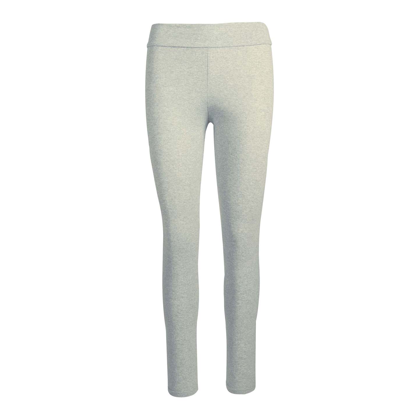 Neue Damenleggings, 90 % Baumwolle, 10 % Elastan, 210 g/m², Grau meliert, Größe S - 98 - Cremeweiß