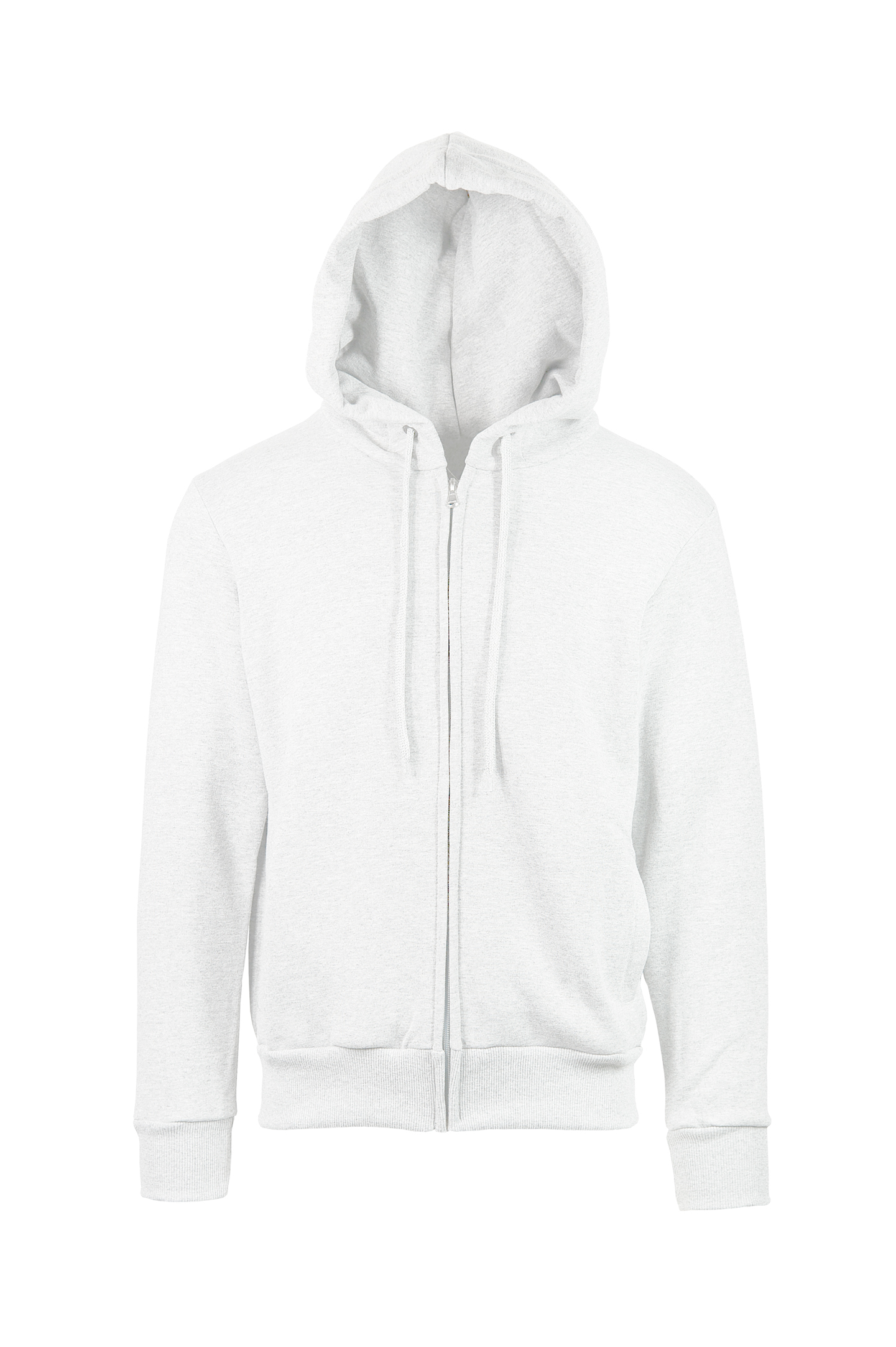 Sweatshirt mit Kapuze und Reißverschluss, 75 % Baumwolle, 25 % Polyester, 320 g/m², Schwarz, Größe XS - 98 - Cremeweiß