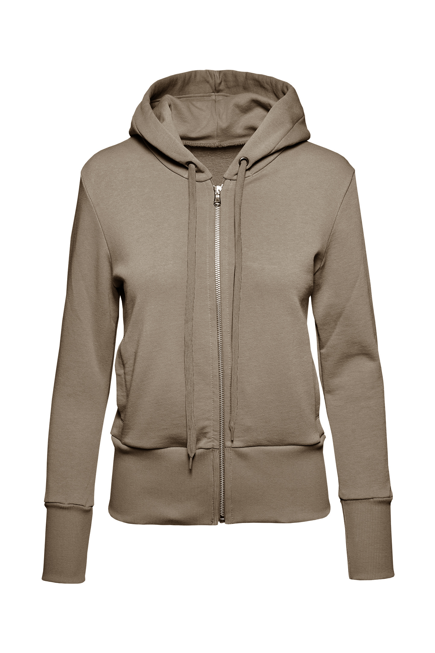 Damen-Kapuzenpullover mit Reißverschluss, weich, 75 % Baumwolle, 25 % Polyester, 320 g/m², Schwarz, Größe XS - TB - TB – Tabak