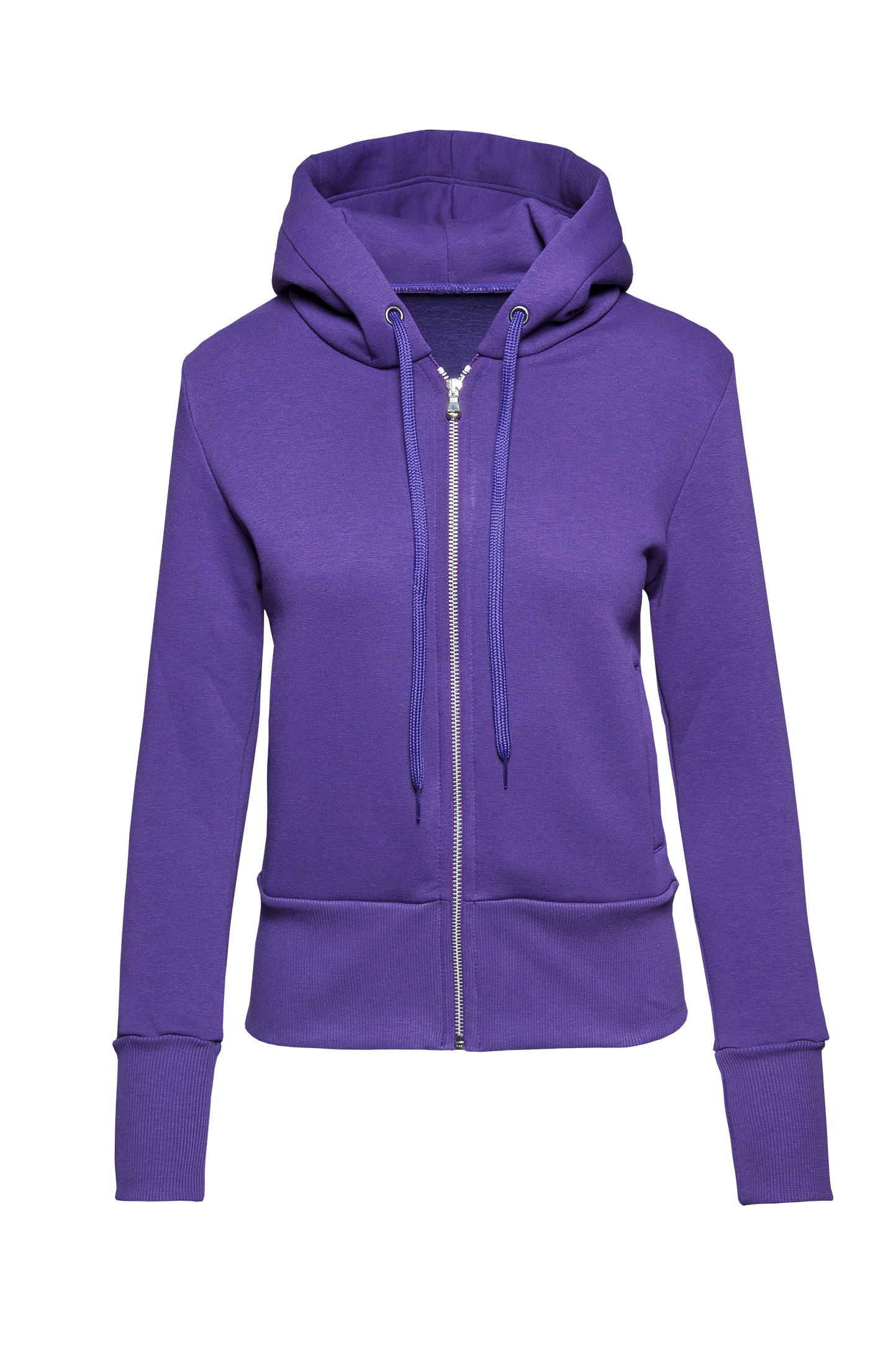 Damen-Kapuzenpullover mit Reißverschluss, weich, 75 % Baumwolle, 25 % Polyester, 320 g/m², Schwarz, Größe XS - VI - Viola