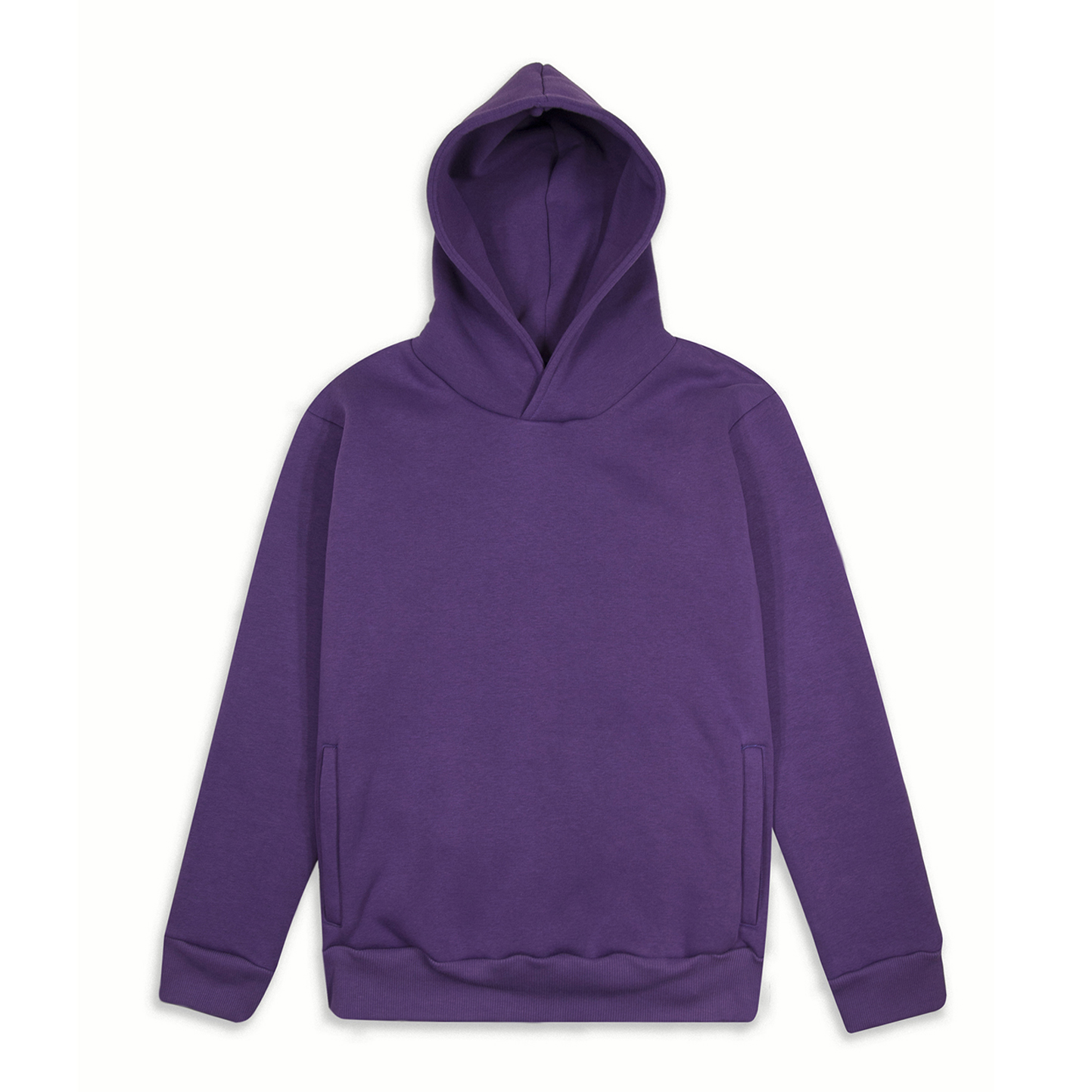 Weicher Kapuzenpullover. Urban Fit, 75 % Baumwolle, 25 % Polyester, 320 g/m², Schwarz, Größe XS - VI - Viola