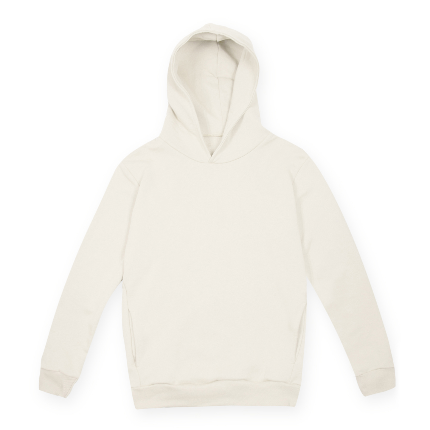 Weicher Kapuzenpullover. Urban Fit, 75 % Baumwolle, 25 % Polyester, 320 g/m², Schwarz, Größe XS - 98 - Cremeweiß