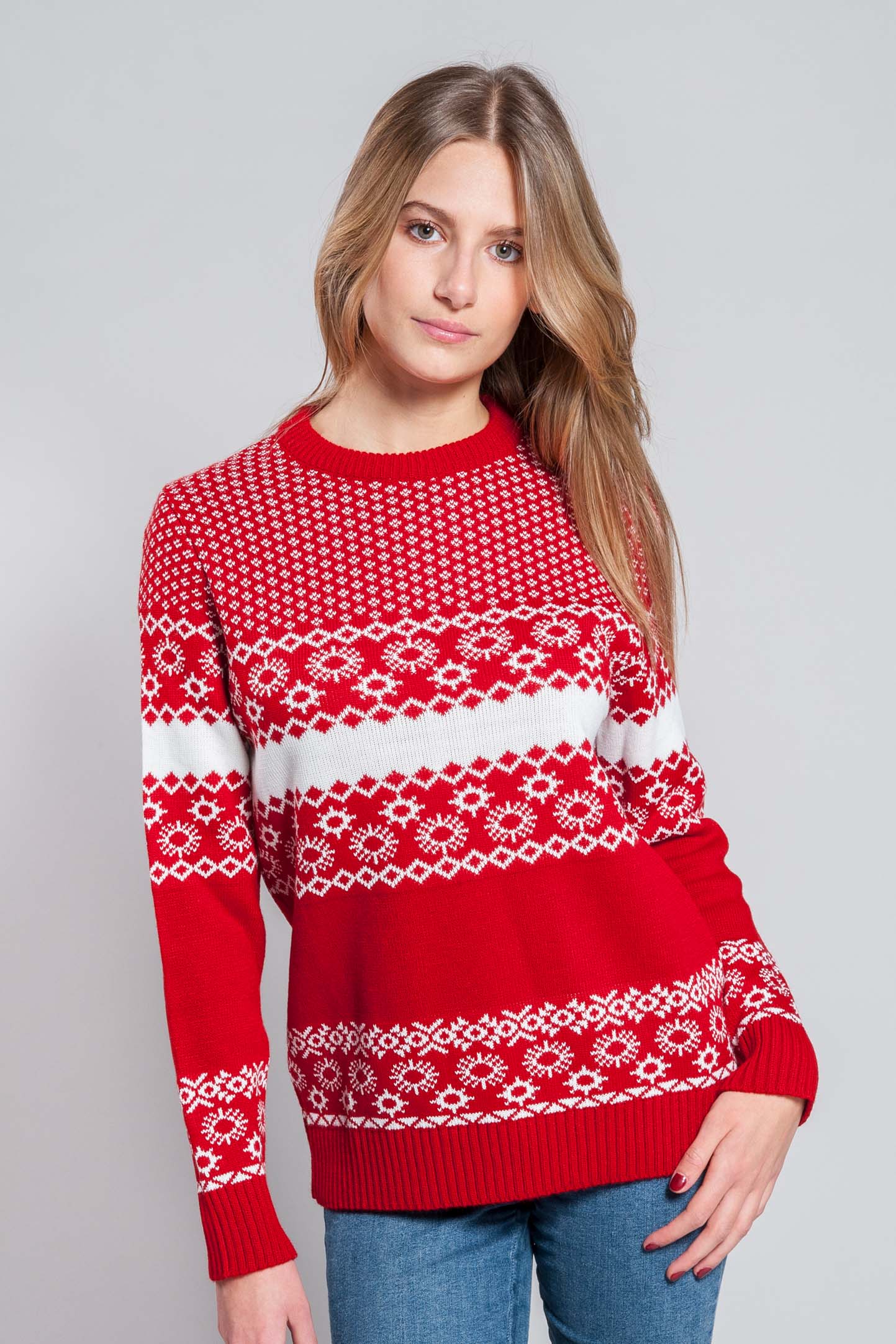 Schwerer Pullover G/C 70/30% Acr/La Weihnachten Schwarz XS