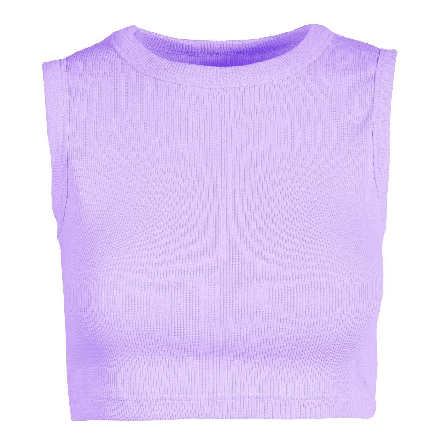 Damen-Crop-Tanktop aus Stretch-Rippstoff - LI - Flieder
