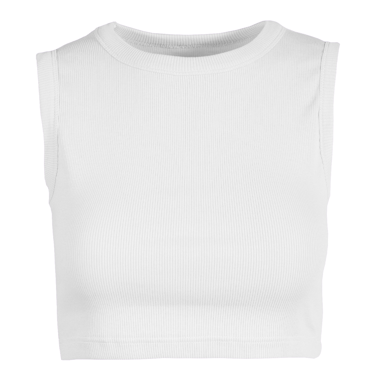 Damen-Crop-Tanktop aus Stretch-Rippstoff - 99 - Weiß