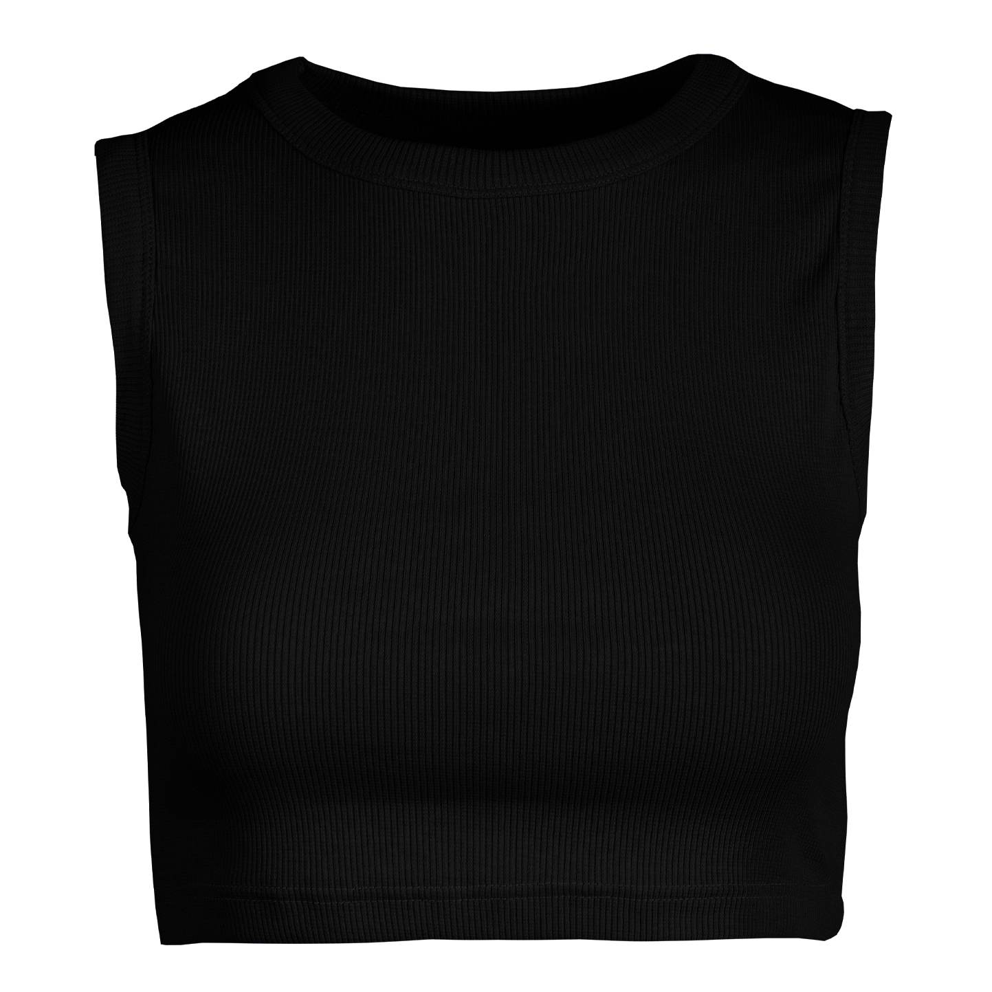 Damen-Crop-Tanktop aus Stretch-Rippstoff - 12 - Schwarz