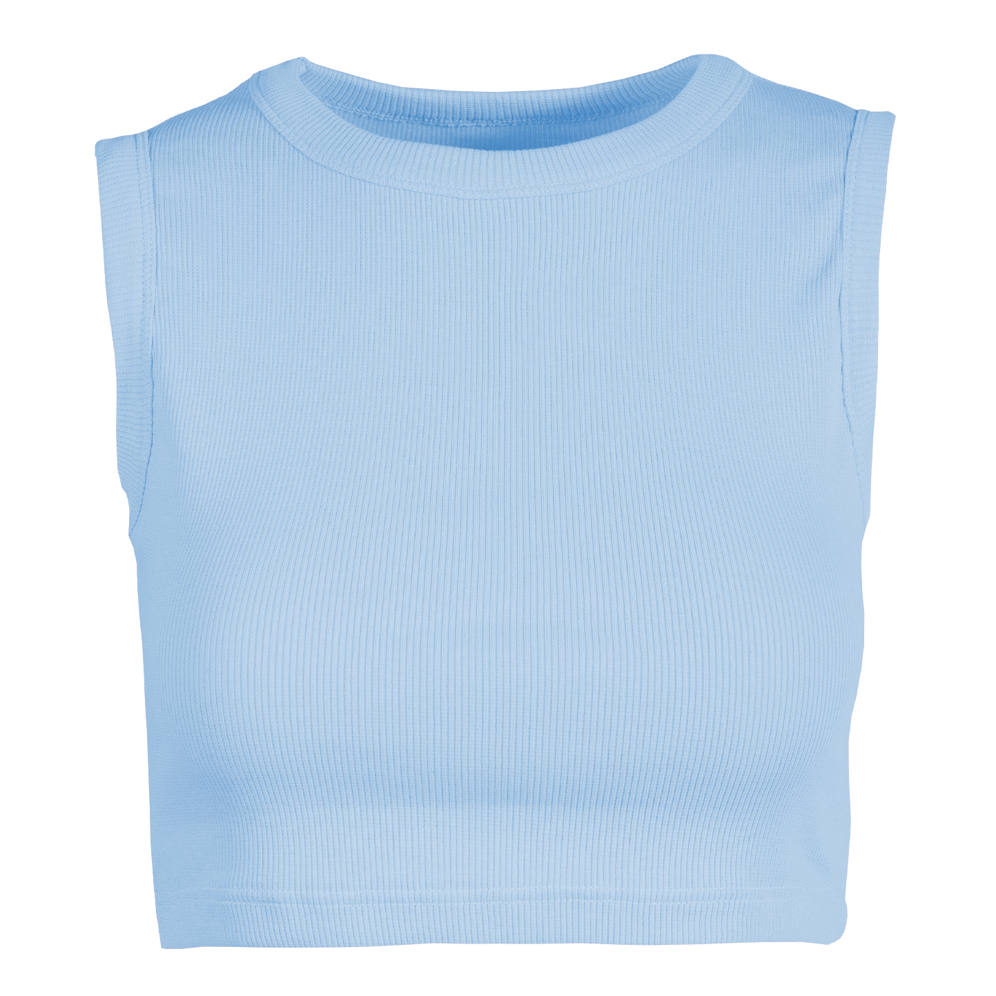 Damen-Crop-Tanktop aus Stretch-Rippstoff - 31 - Celeste