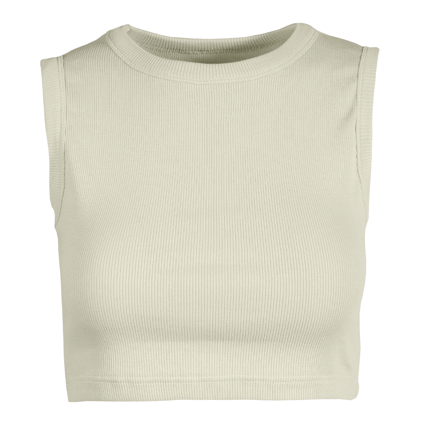 Damen-Crop-Tanktop aus Stretch-Rippstoff - 38 - Creme