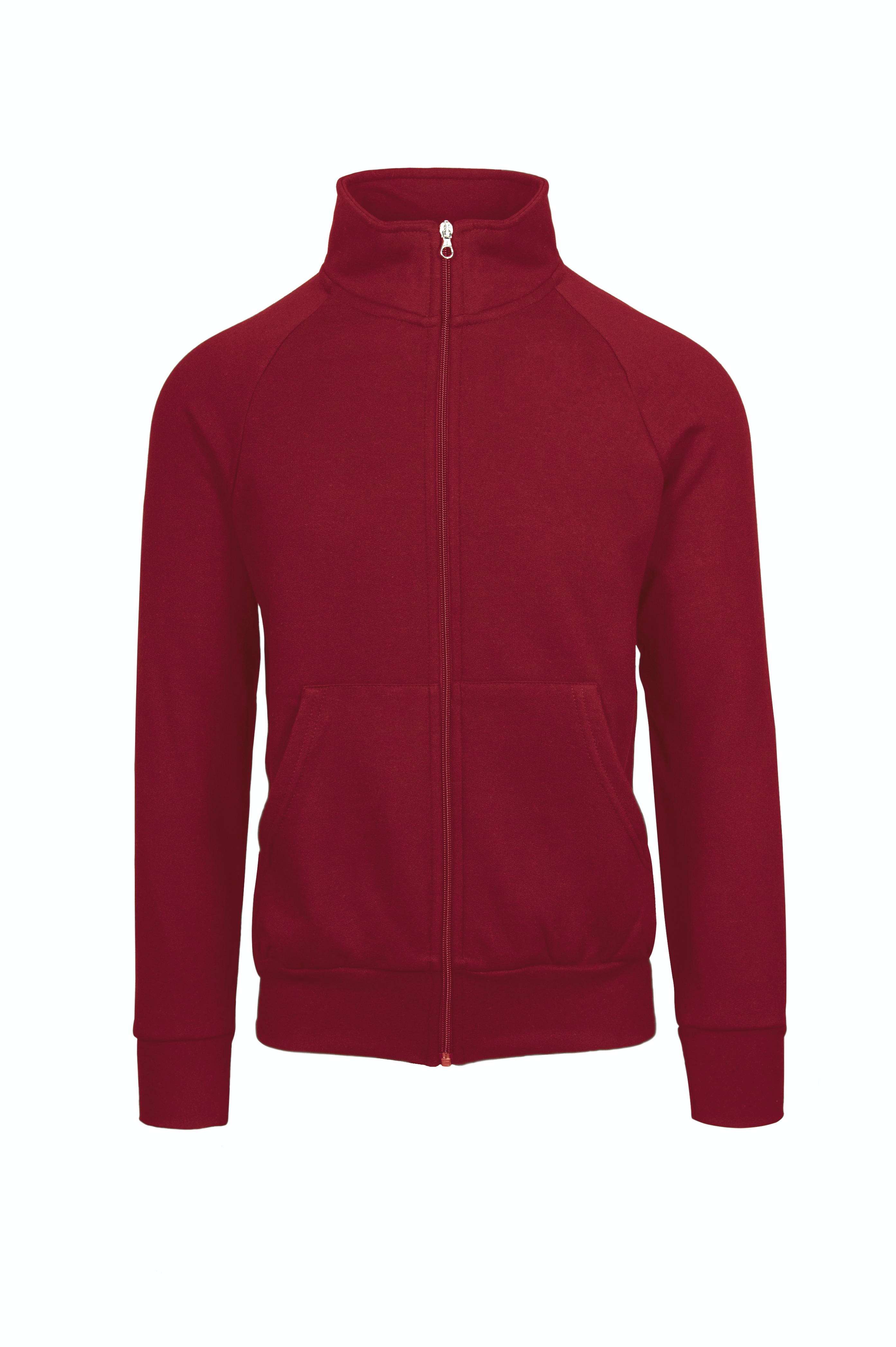 Sweatshirtjacke mit Reißverschluss, Frottee (70 % Baumwolle, 30 % Polyester), 240 g/m², Schwarz, Größe XS - 28 - Sportrot