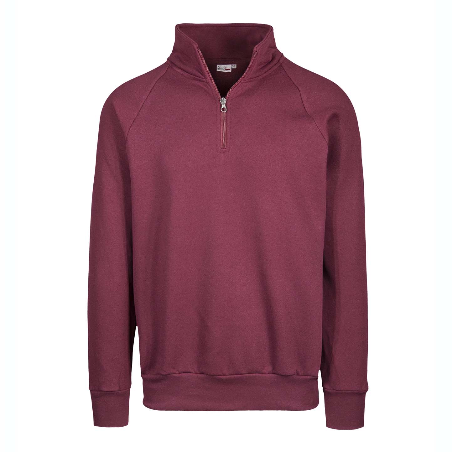 Unisex-Sweatshirt mit Reißverschluss am Kragen, 70 % Baumwolle, 30 % Polyester, 280 g/m², Schwarz, Größe XS - 48 - Bordeaux Sport