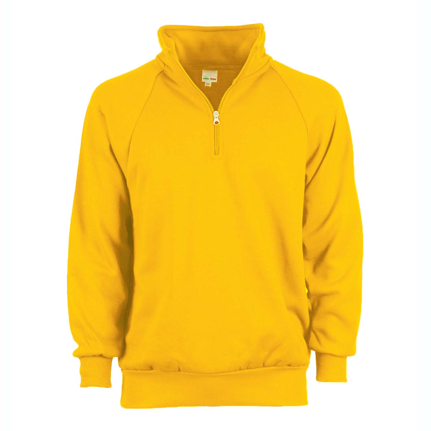 Unisex-Sweatshirt mit Reißverschluss am Kragen, 70 % Baumwolle, 30 % Polyester, 280 g/m², Schwarz, Größe XS - 96 - Gelb