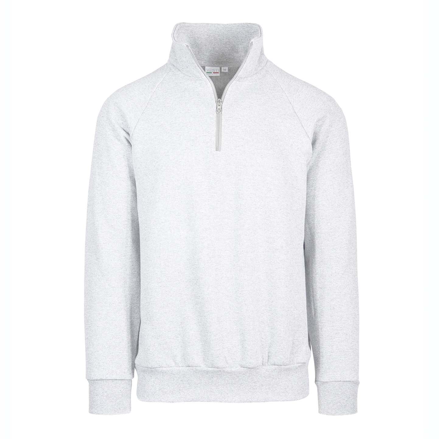 Unisex-Sweatshirt mit Reißverschluss am Kragen, 70 % Baumwolle, 30 % Polyester, 280 g/m², Schwarz, Größe XS - 99 - Weiß