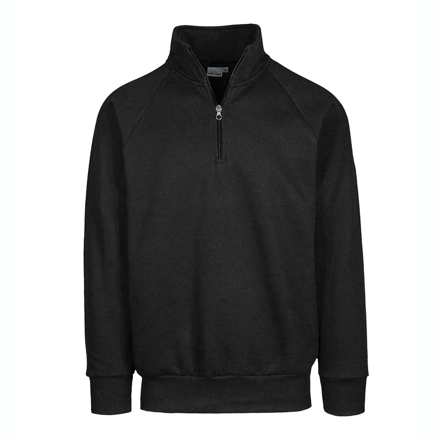 Unisex-Sweatshirt mit Reißverschluss am Kragen, 70 % Baumwolle, 30 % Polyester, 280 g/m², Schwarz, Größe XS - 12 - Schwarz