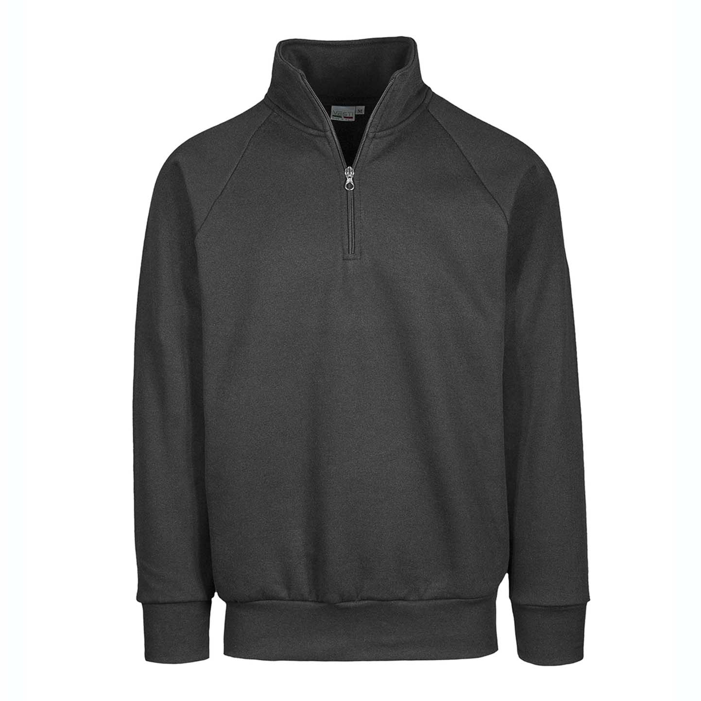 Unisex-Sweatshirt mit Reißverschluss am Kragen, 70 % Baumwolle, 30 % Polyester, 280 g/m², Schwarz, Größe XS - 22 - Blei