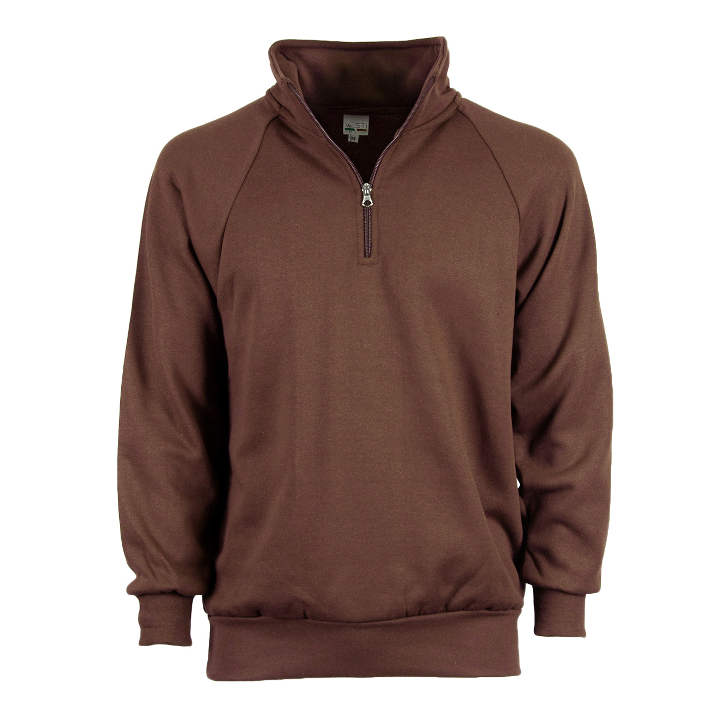 Unisex-Sweatshirt mit Reißverschluss am Kragen, 70 % Baumwolle, 30 % Polyester, 280 g/m², Schwarz, Größe XS - 50 - Braun