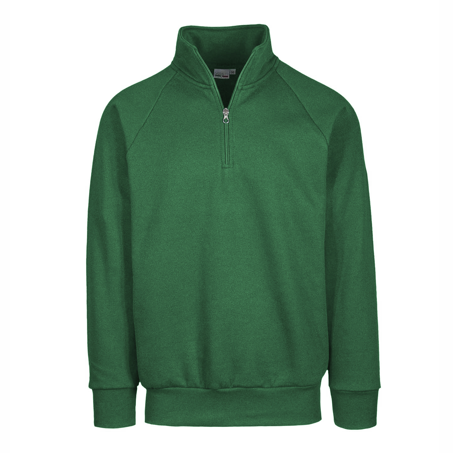 Unisex-Sweatshirt mit Reißverschluss am Kragen, 70 % Baumwolle, 30 % Polyester, 280 g/m², Schwarz, Größe XS - 88 - Grüne Wiese