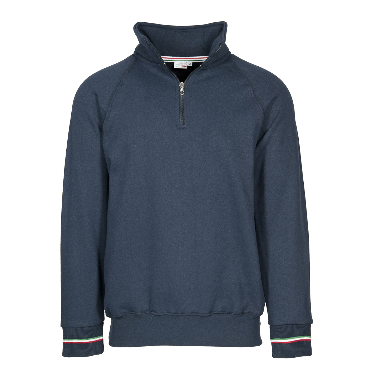 Italienisches Sweatshirt mit Reißverschlusskragen, 50 % Baumwolle, 50 % Polyester, 280 g/m², Schwarz, Größe XS - 18E - Blue ECO