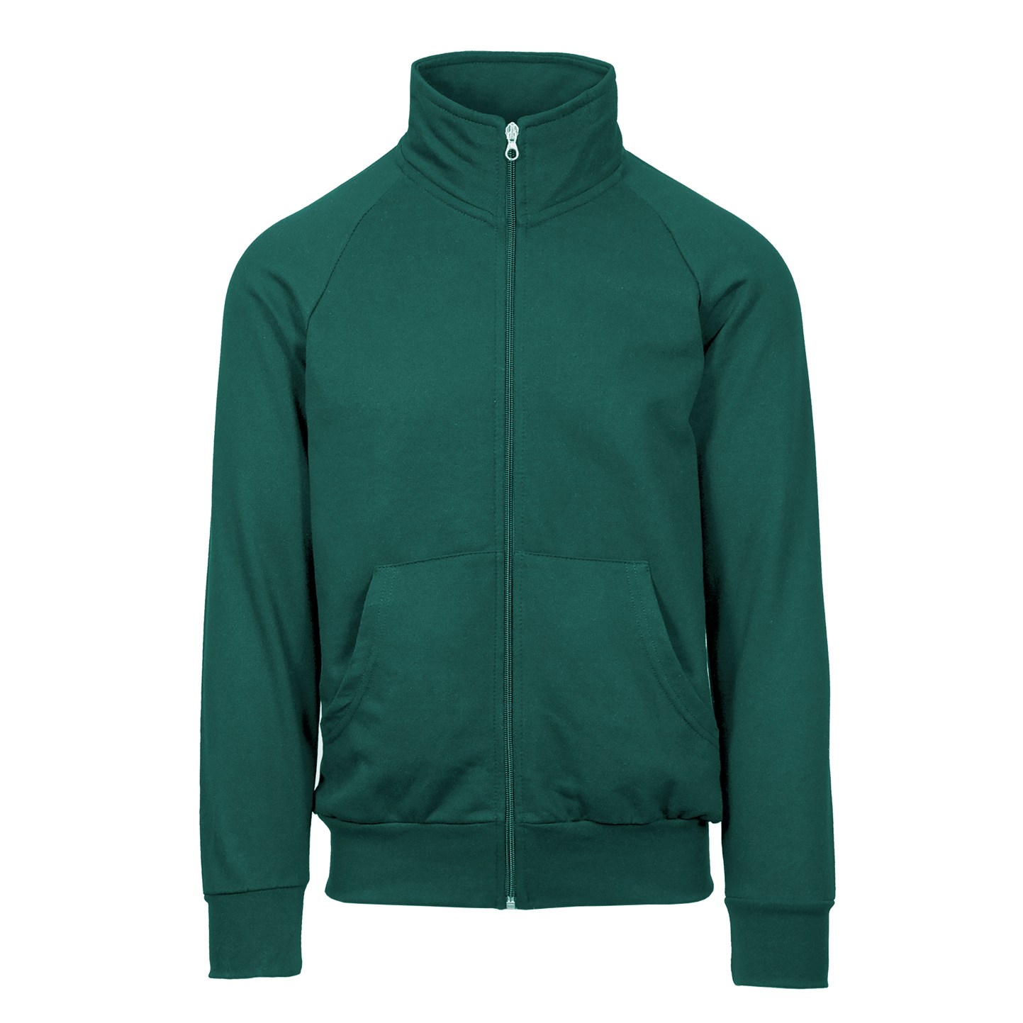 Langes Sweatshirt mit Reißverschluss, 70 % Baumwolle, 30 % Polyester, 280 g/m², Schwarz, Größe XS - 55 - Flaschengrün