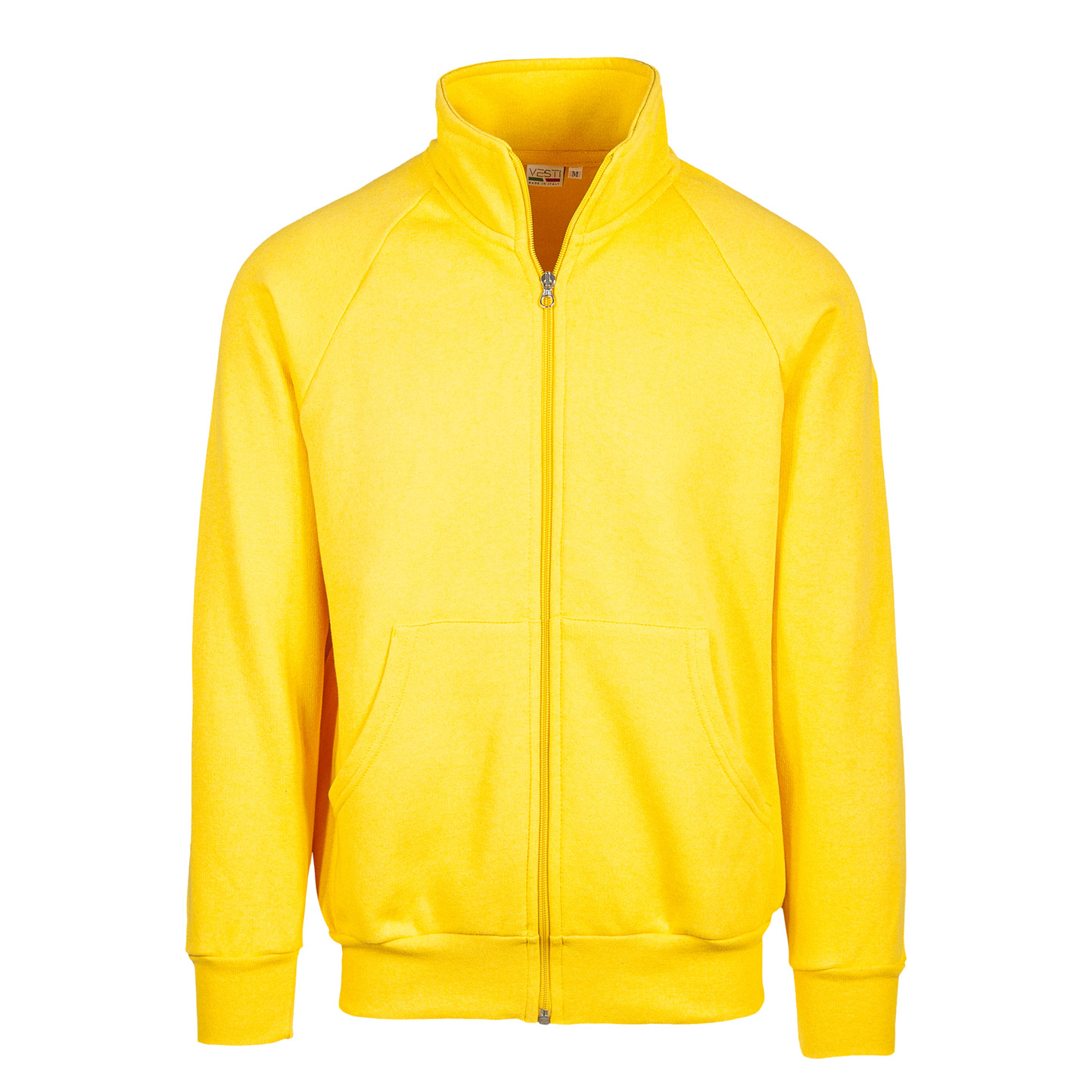 Langes Sweatshirt mit Reißverschluss, 70 % Baumwolle, 30 % Polyester, 280 g/m², Schwarz, Größe XS - 96 - Gelb