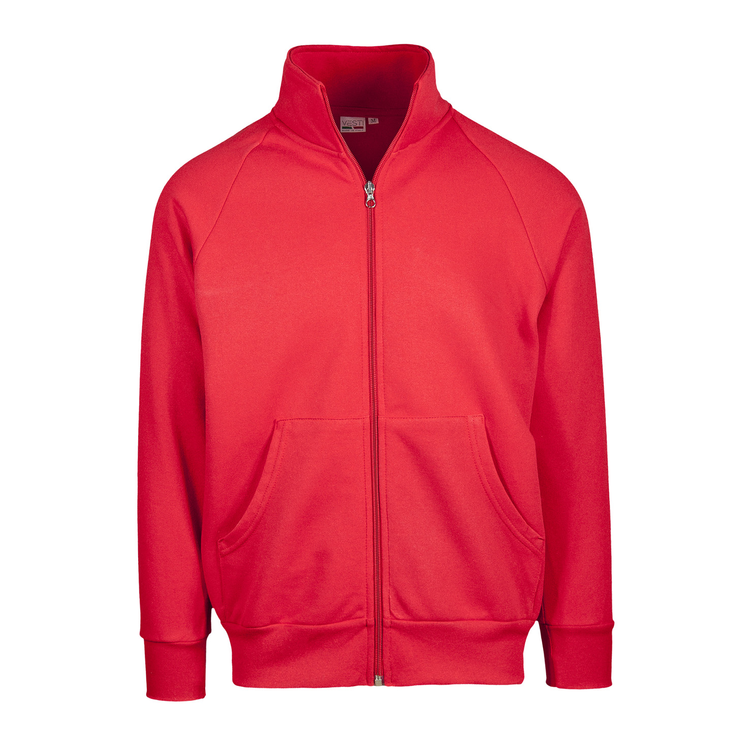 Langes Sweatshirt mit Reißverschluss, 70 % Baumwolle, 30 % Polyester, 280 g/m², Schwarz, Größe XS - 28 - Sportrot