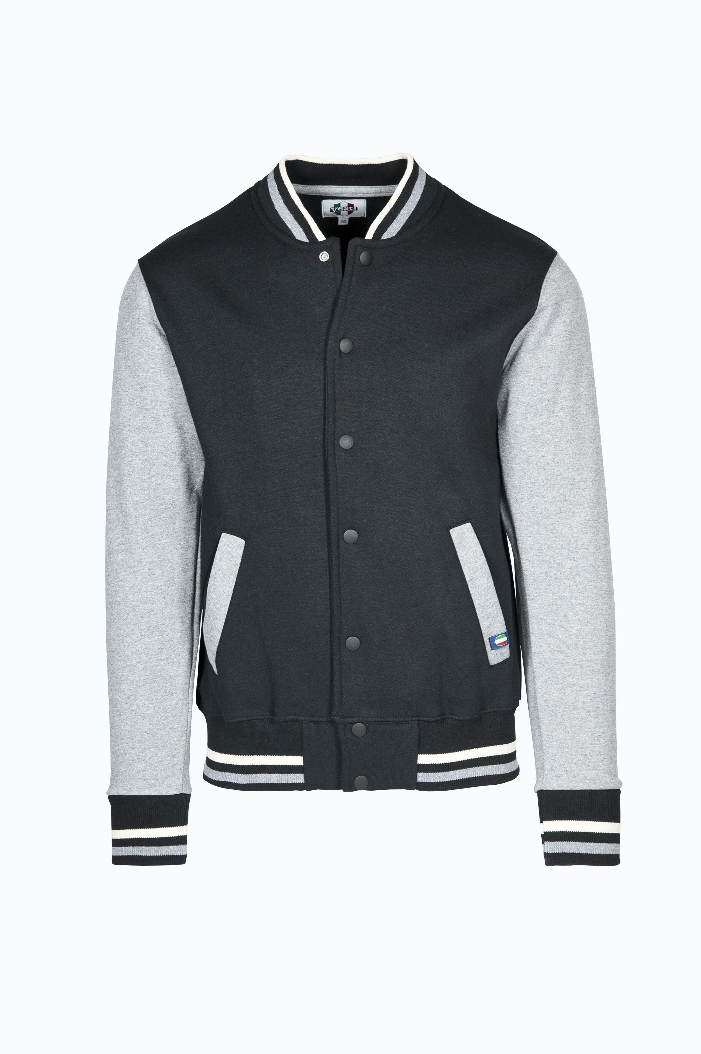 Zweifarbige Bomberjacke, 70 % Baumwolle, 30 % Polyester, 300 g/m², Schwarz/Aschgrau, Größe S - 1275 - Schwarz/Esche