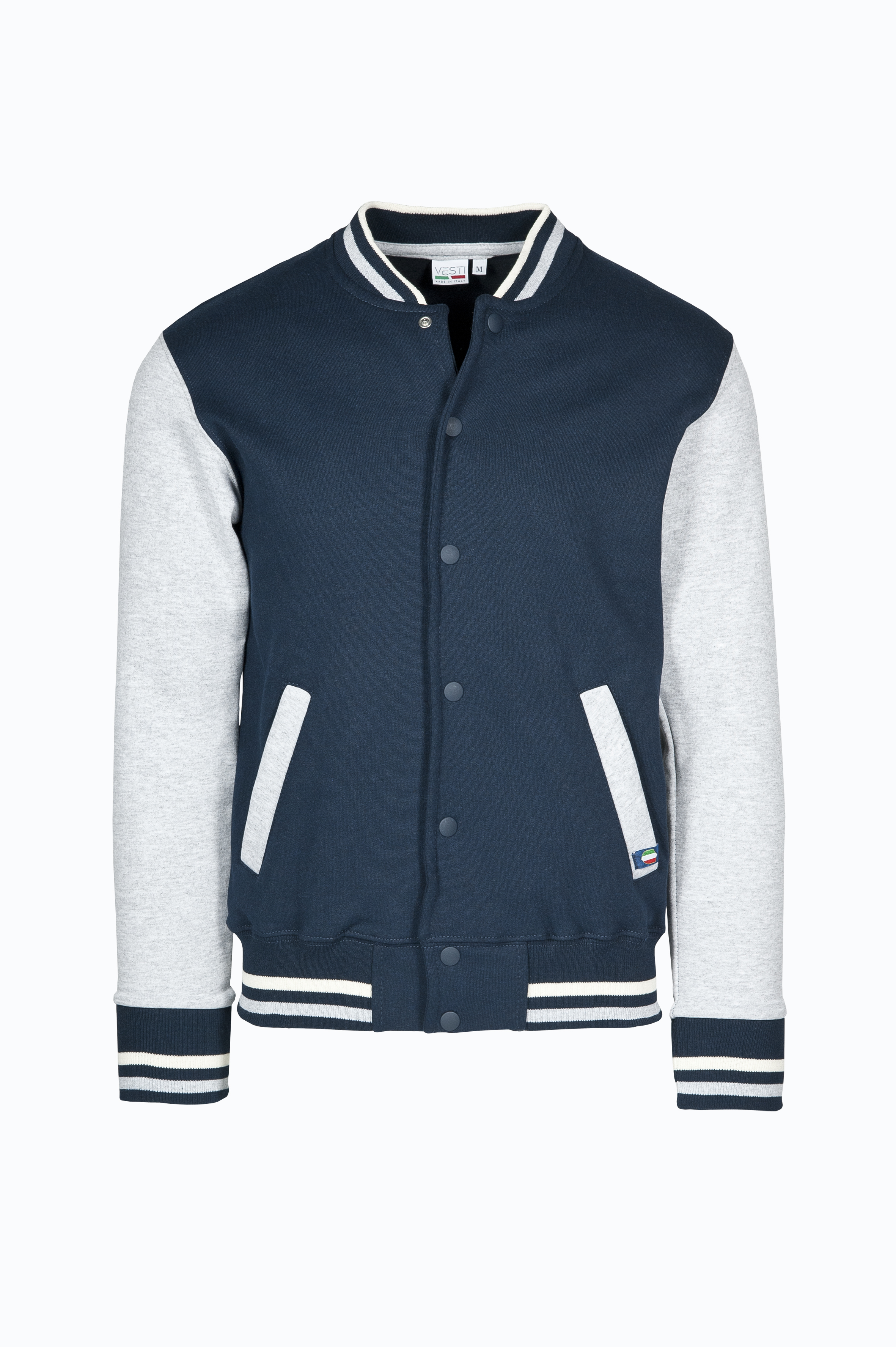 Zweifarbige Bomberjacke, 70 % Baumwolle, 30 % Polyester, 300 g/m², Schwarz/Aschgrau, Größe S - 1836 - Blau/Grau