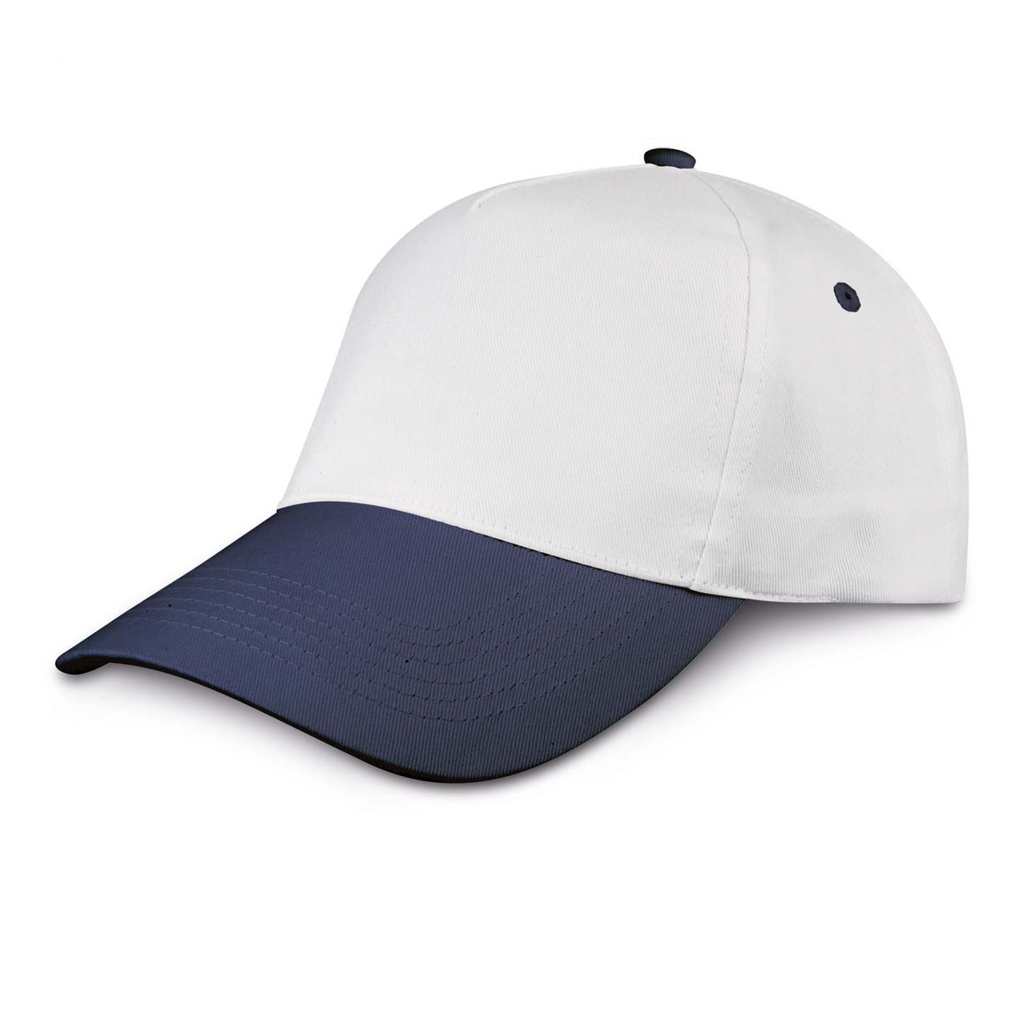 Baseballkappe, 5-Panel, 100 % Baumwolle, Azurblau - WHNY - WHNY – Weiß/Marineblau