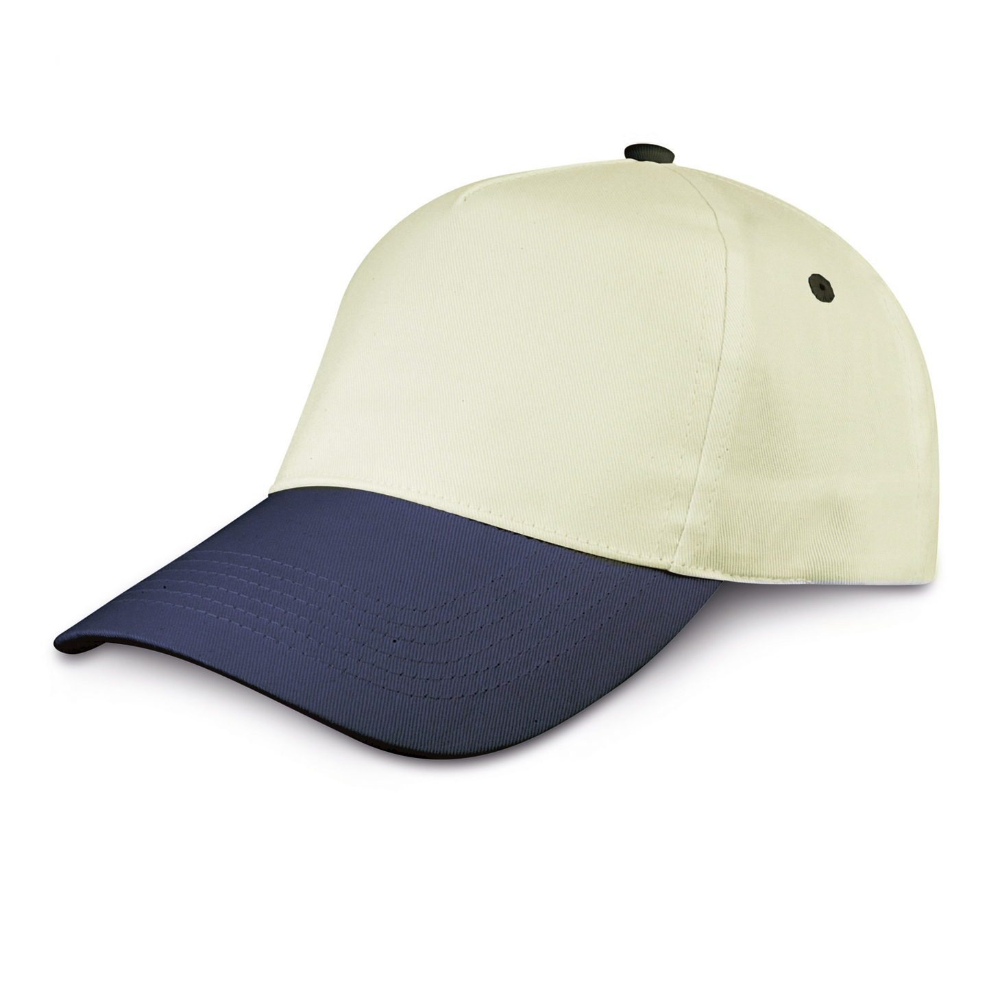 Baseballkappe, 5-Panel, 100 % Baumwolle, Azurblau - NAT - Natürlich