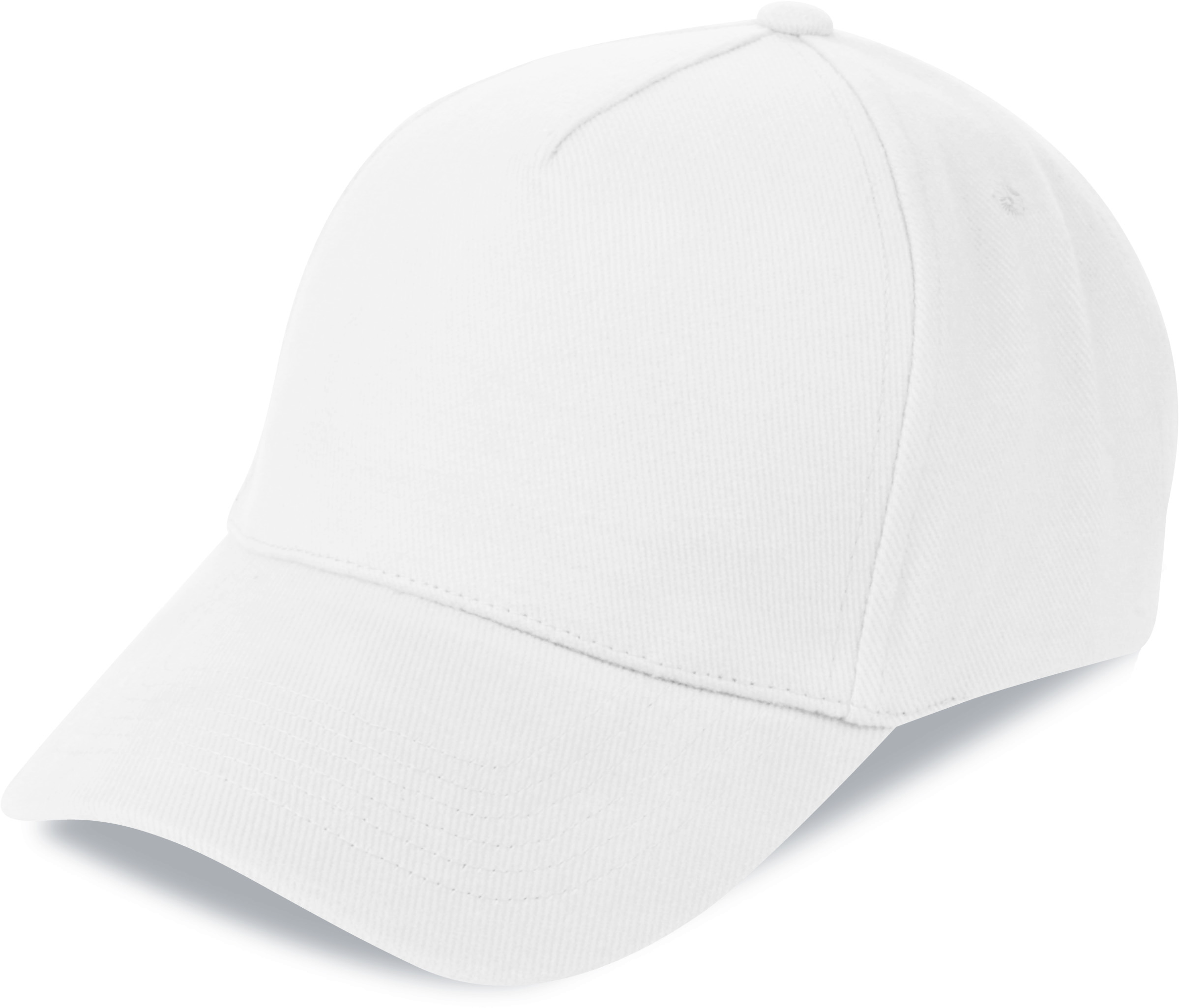 Schweres Cap, 5-Panel-Design, 100 % Baumwolle, Schwarz - WH - WH – Weiß