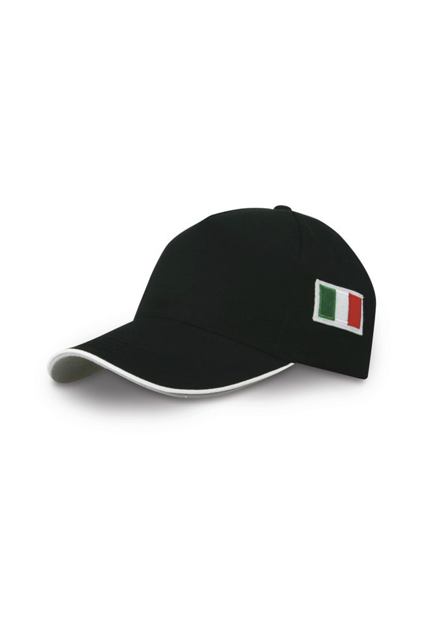 Flaggenkappe, 5-teilig, 65 % Polyester, 35 % Baumwolle, Schwarz - BK - BLK – Schwarz