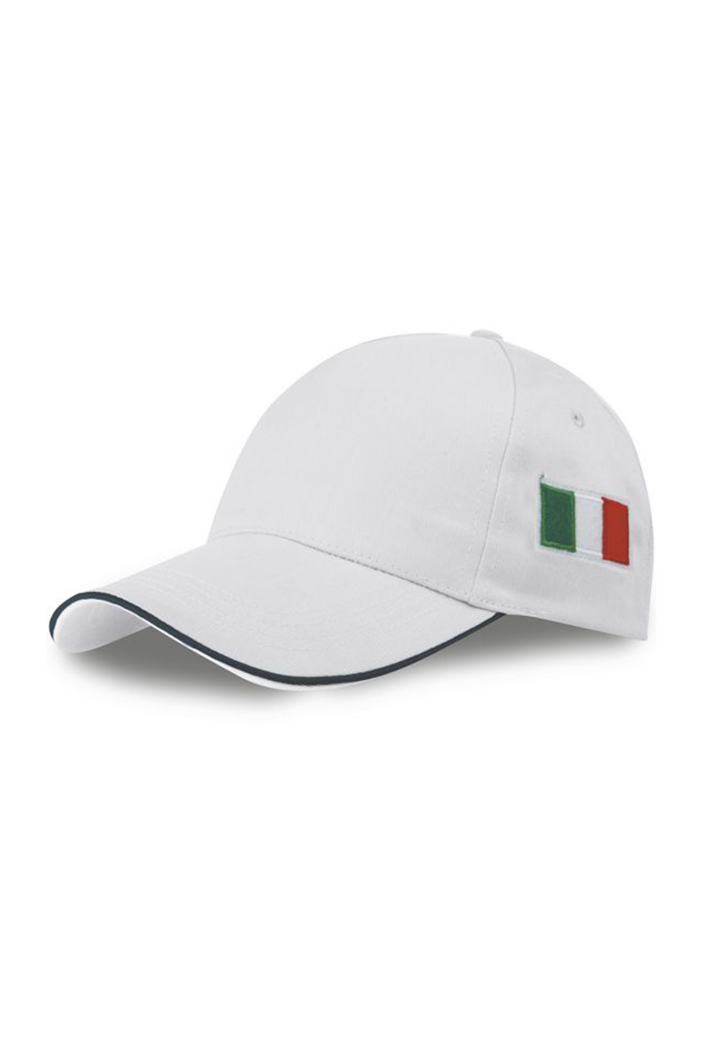 Flaggenkappe, 5-teilig, 65 % Polyester, 35 % Baumwolle, Schwarz - WH - WH – Weiß