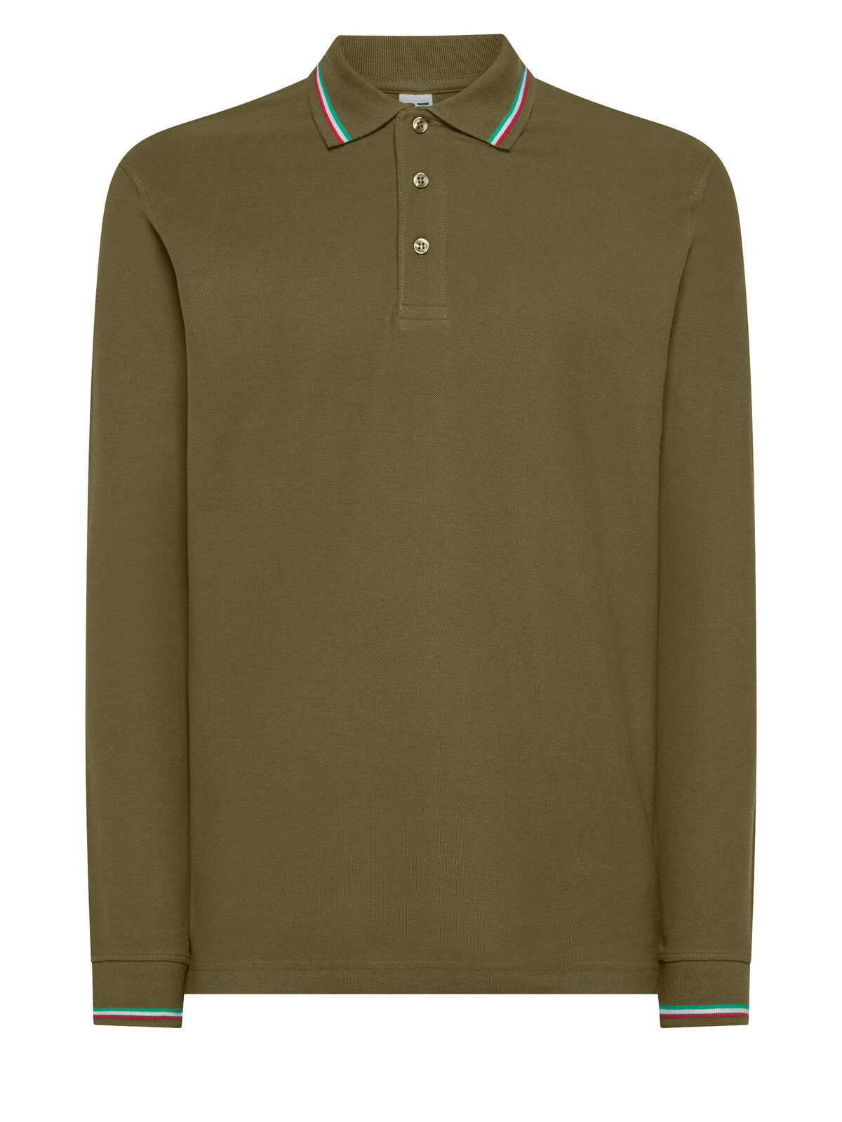 Italienisches Langarm-Polo - OL - Olive
