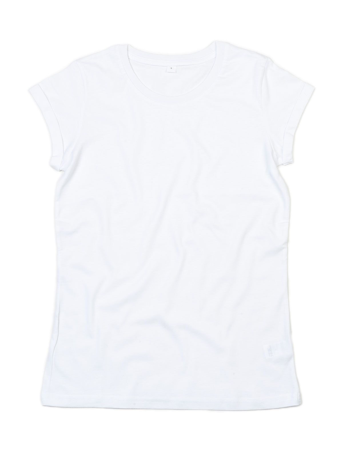 Damen-T-Shirt mit hochgekrempelten Ärmeln - WH - WH – Weiß