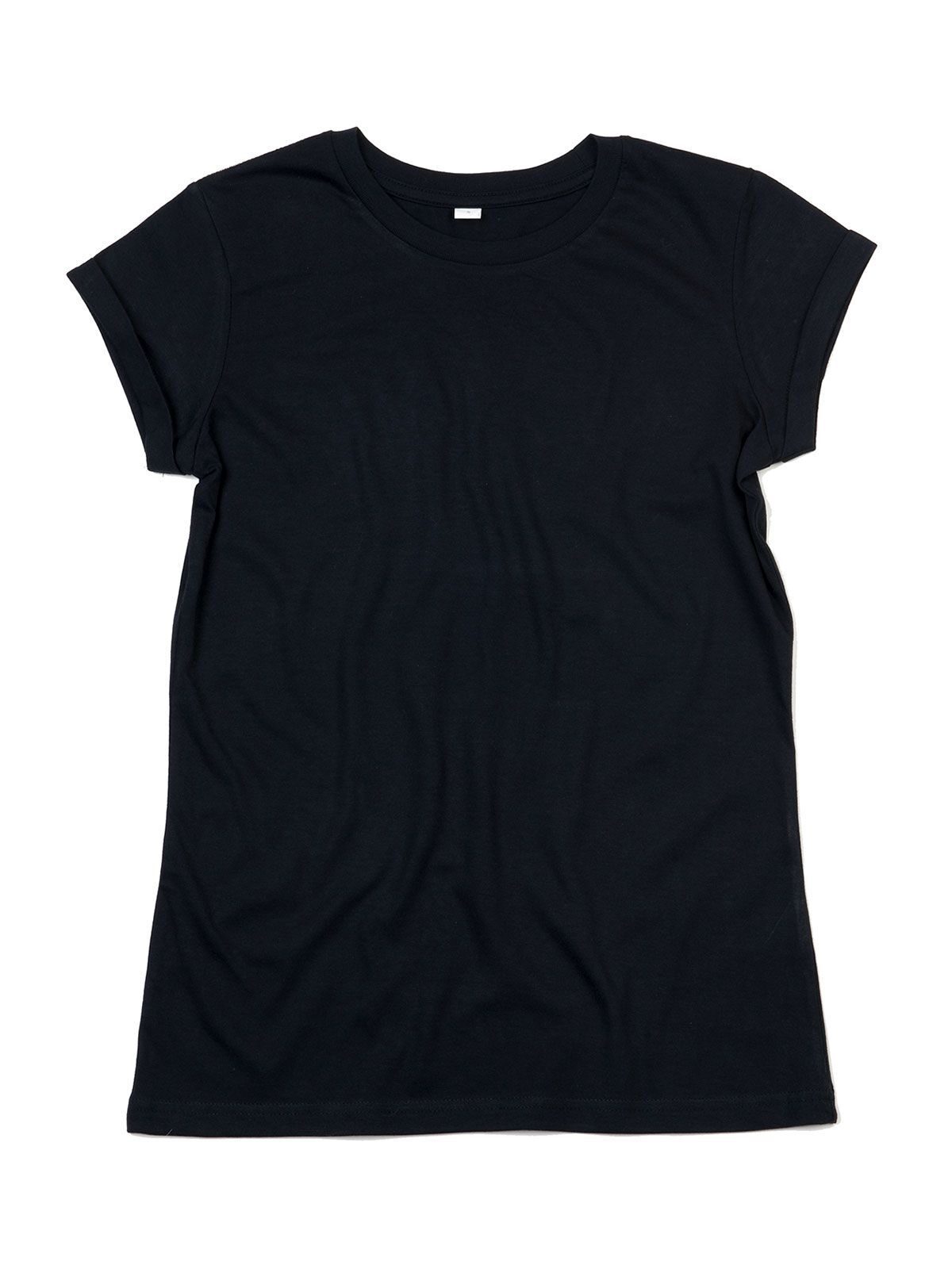 Damen-T-Shirt mit hochgekrempelten Ärmeln - BK - BK – Schwarz